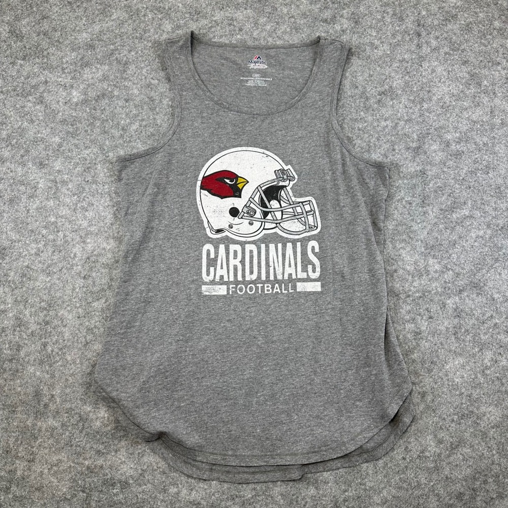 Majestic Tank Top Womens Large Gray Arizona Cardinals Football Scoop Neck